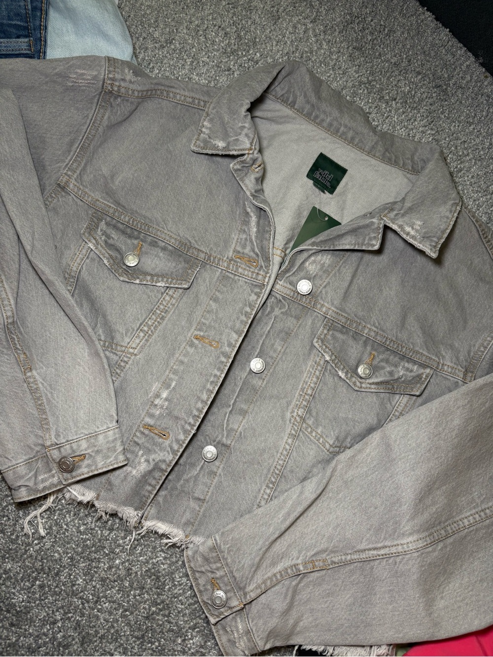 Wild fable Light Gray Cropped Denim Jacket